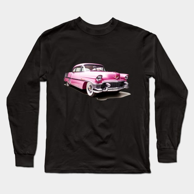 Vintage Pink Cadillac Classic Car in Pristine Condition Long Sleeve T-Shirt by AIHRGDesign